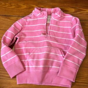 Fleece pink and white strip 1/4 zip